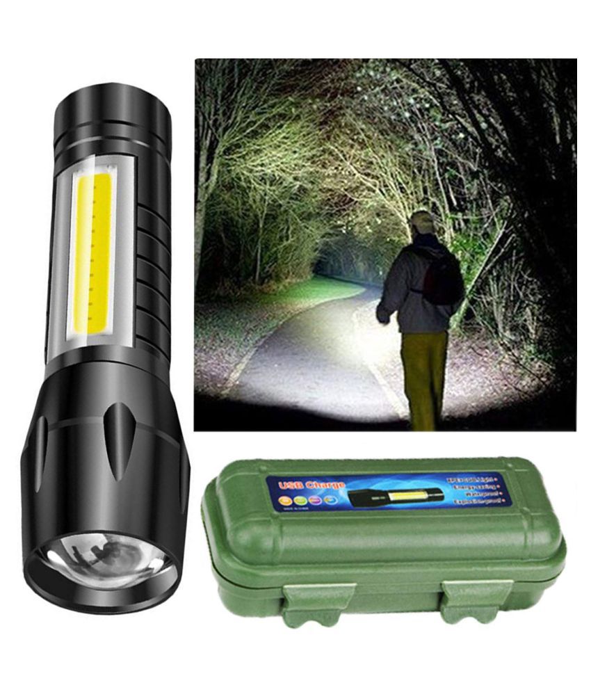 UC LED Flashlight with COB Light Mini Waterproof Portable LED XPE COB Flashligh - 13W Rechargeable Flashlight Torch (Pack of 1)