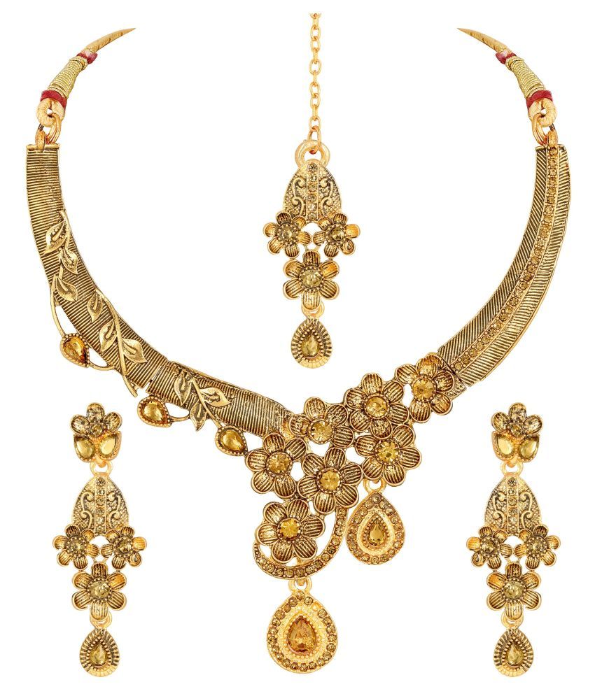 Asmitta Jewellery Zinc Golden Contemporary Traditional Gold Plated