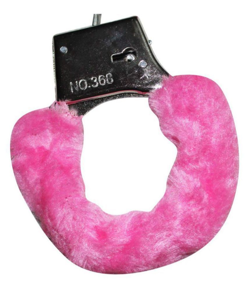 Kaku Fancy Dresses Hand Cuffs for Kids/Phenovo Police Cop Sheriff Officer Handcuff Toy/Police Role Play Costume Accessories Metal Fur Handcuffs/Hathkadi Toy - Pink, Free Size, for Boys & Girls
