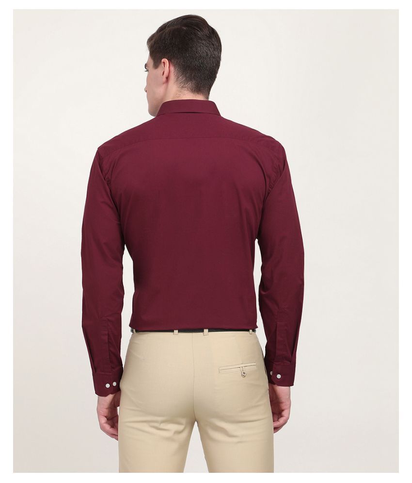 V2 Cotton Blend Maroon Solids Formal Shirt - Buy V2 Cotton Blend Maroon ...