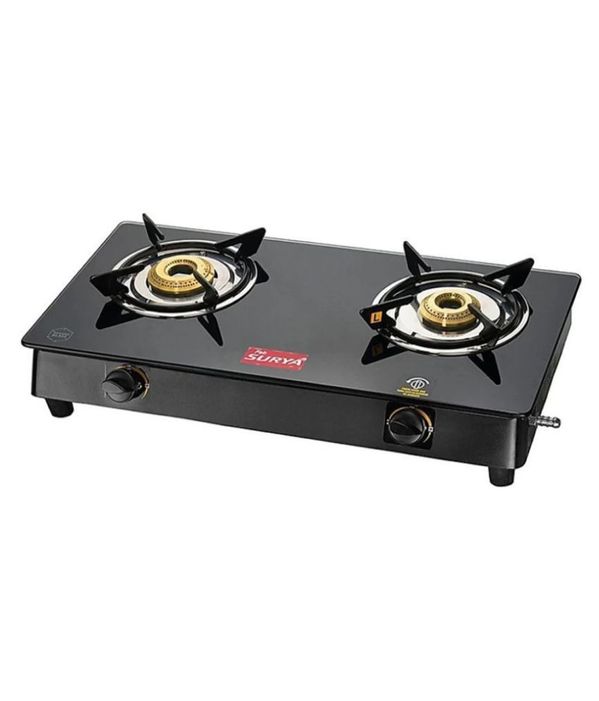 Fabiano Fabsurya Stainless Steel with Glass Top 2 Burner Gas Stove Manual Gas Stove Price in