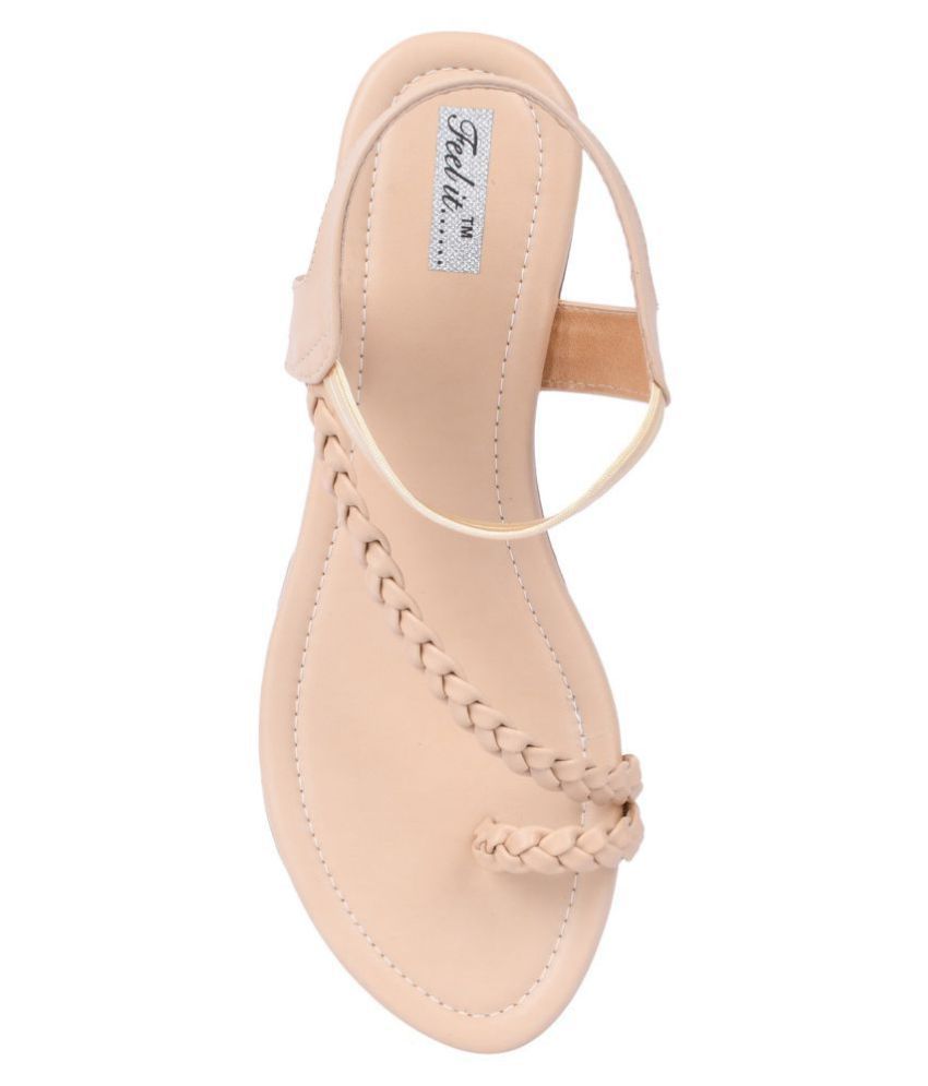 shiny beige flats