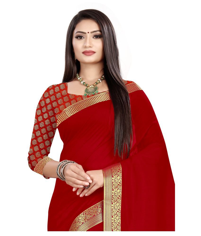navora Red Vichitra Silk Saree - Buy navora Red Vichitra Silk Saree ...