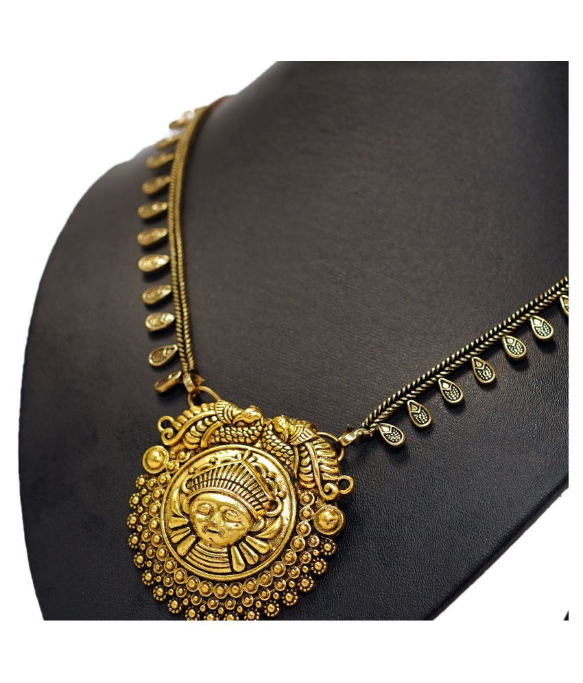 Antique Long Chain with round locket in brazz and black color for Women ...