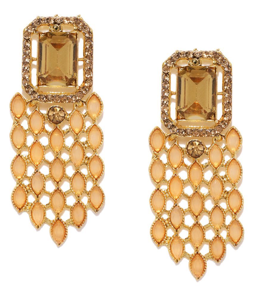     			Asmitta Party wear Kundan Gold toned Dangle Earrings for Women and Girls