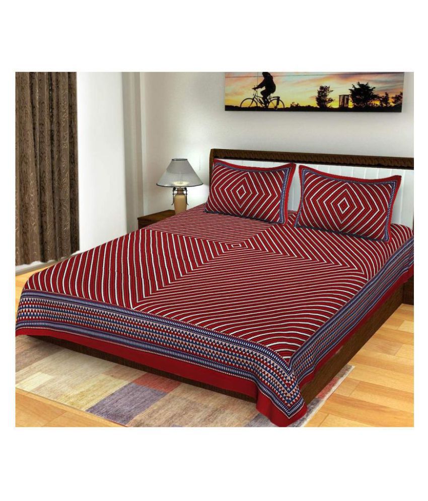     			FrionKandy Living Cotton Double Bedsheet with 2 Pillow Covers ( 210 cm x 235 cm )