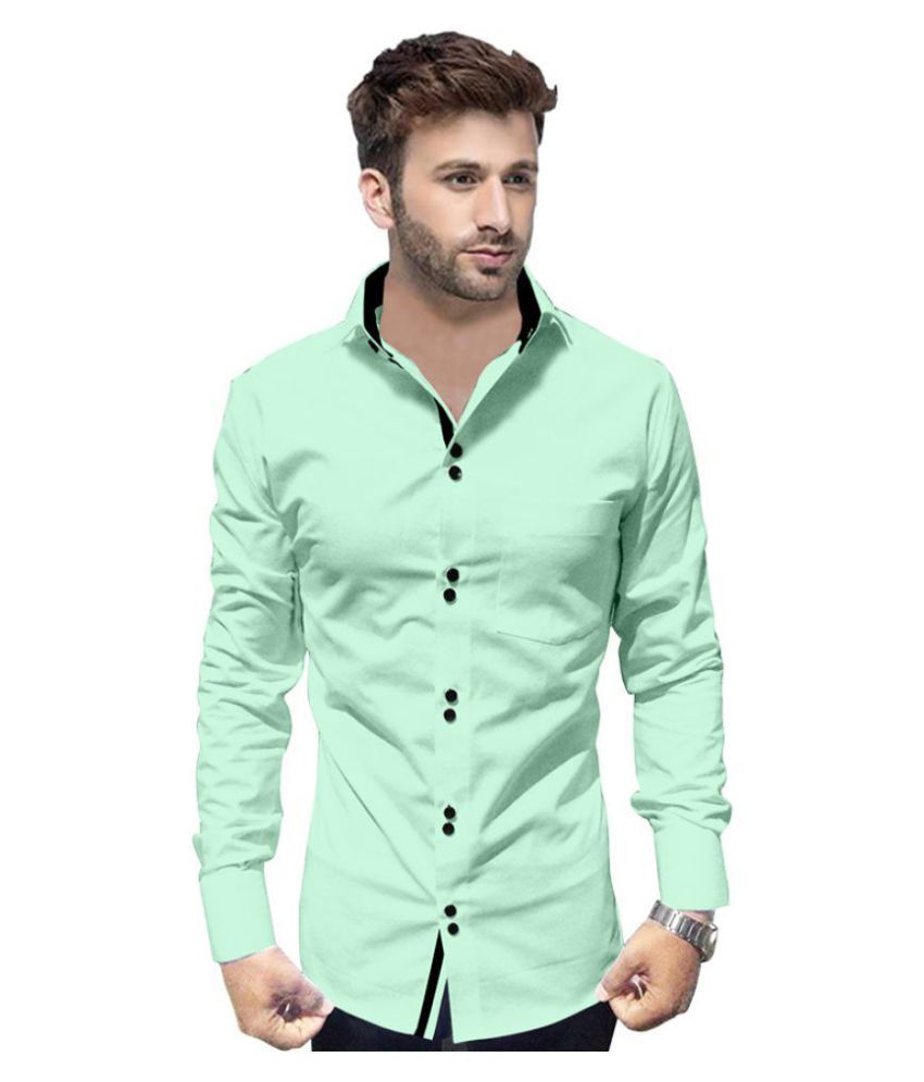     			P&V - Green Cotton Blend Regular Fit Men's Casual Shirt (Pack of 1)