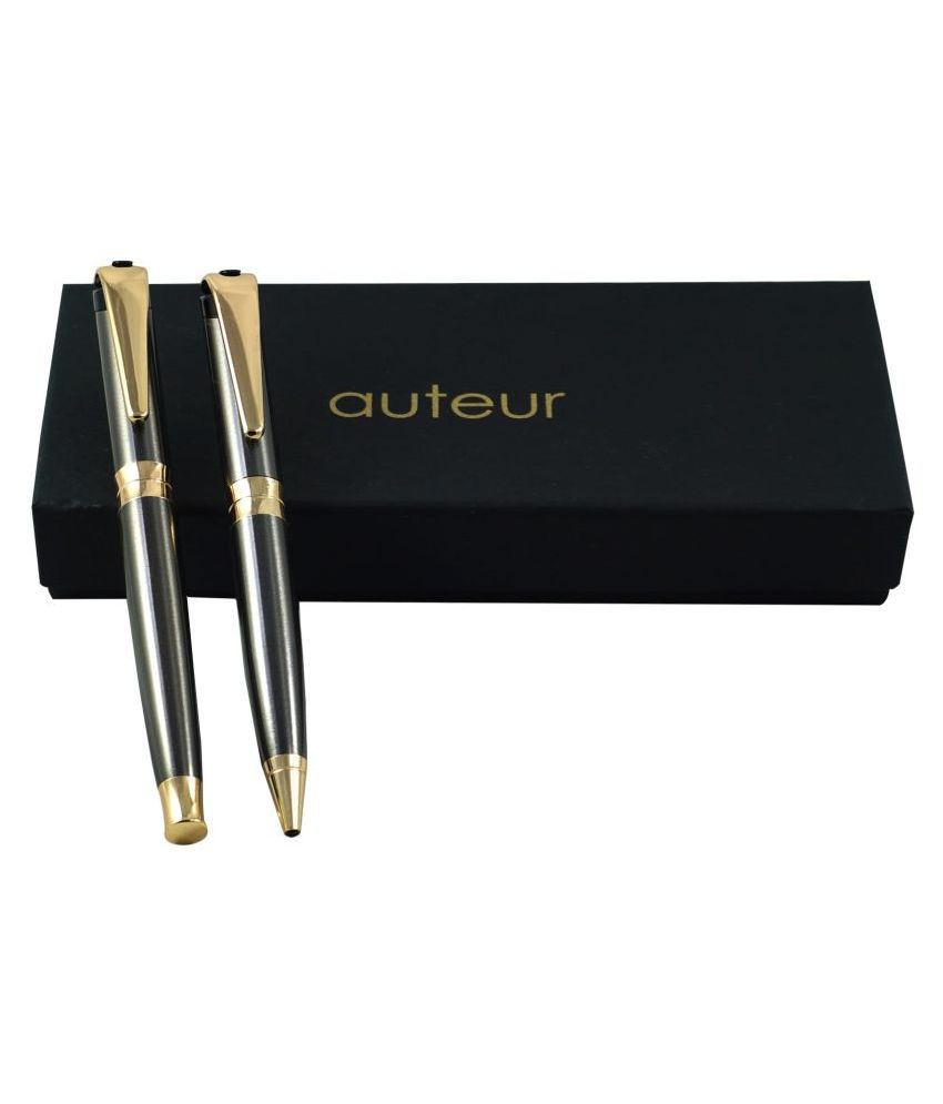     			auteur J9 Unique and Elegant Corprate Collection in Gun Metal Finish Set of Roller and Ball Pen