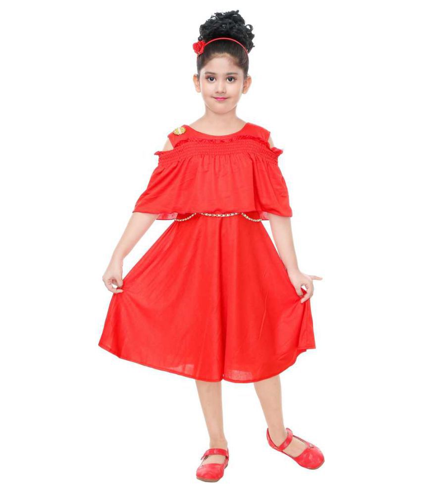 Digimart Red Color Frock For Girls - Buy Digimart Red Color Frock For ...