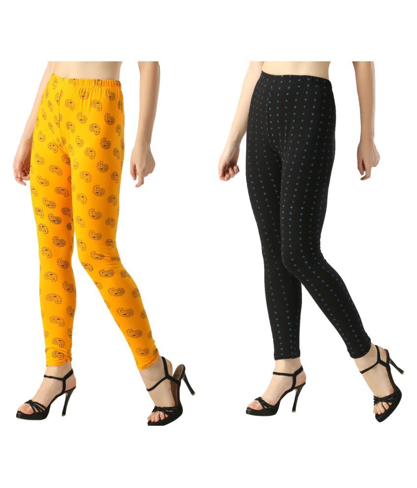     			FnMe - Yellow Cotton Women's Leggings ( Pack of 2 )