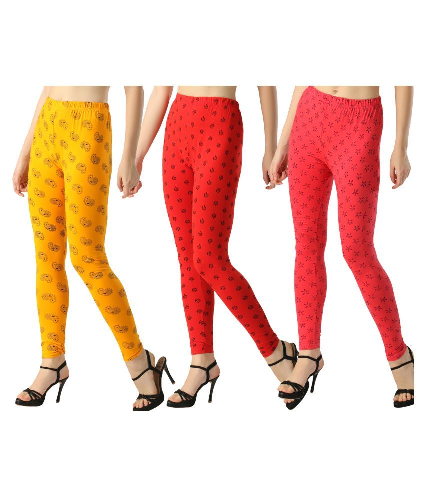     			FnMe - Yellow Cotton Women's Leggings ( Pack of 3 )