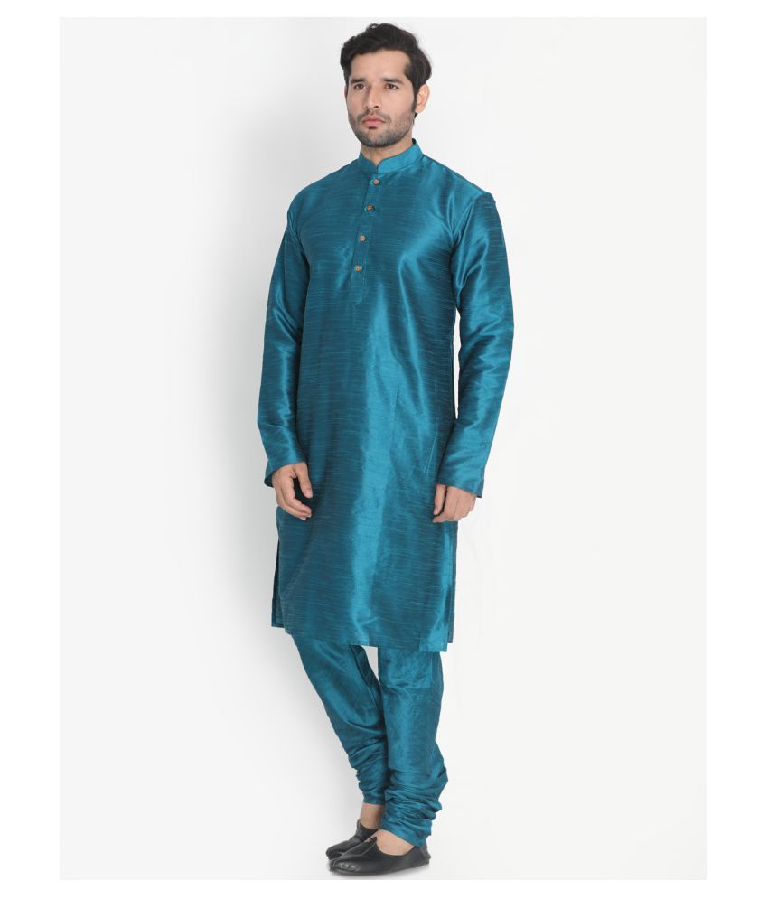 Vastramay Dark Green Silk Blend Kurta Pyjama Set Buy Vastramay Dark Green Silk Blend Kurta