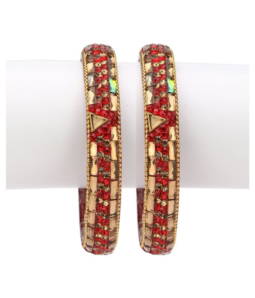     			Afast Exclusive Wedding Collection Kada & Bangle Set Designer Ornamented Red & Golden (Size 2.4)