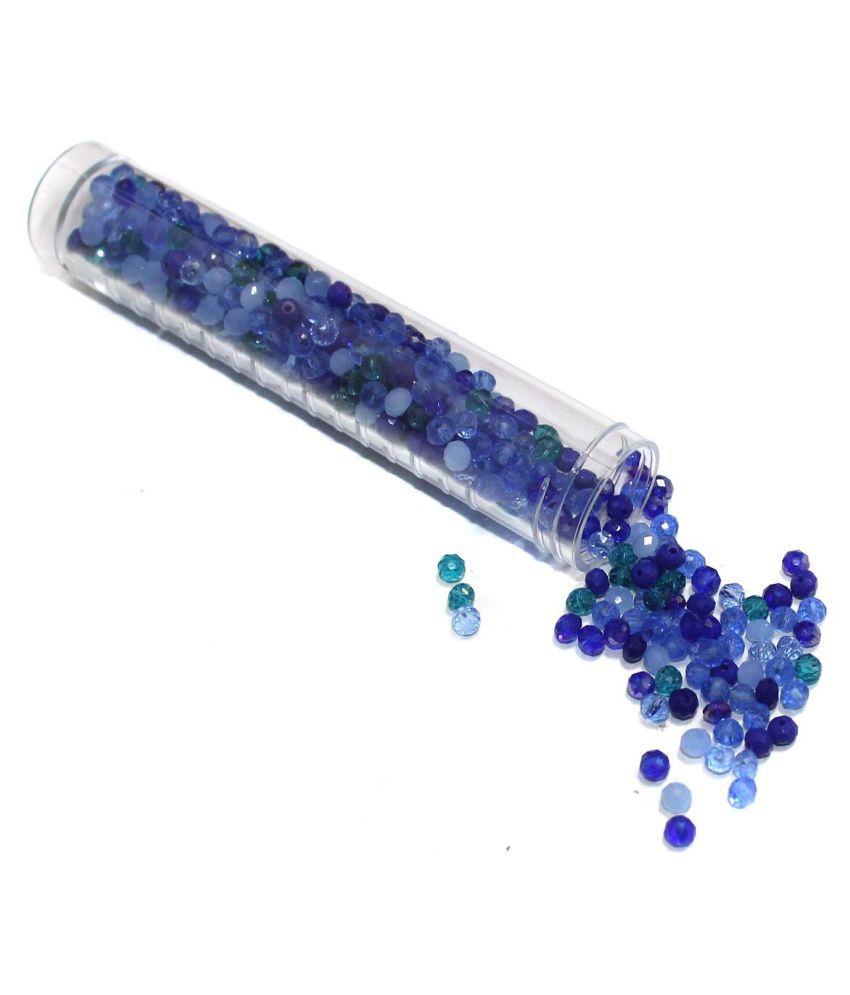 Beadsnfashion Glass Crystal Beads Tube Trans and Opaque Blue Tone 4mm ...