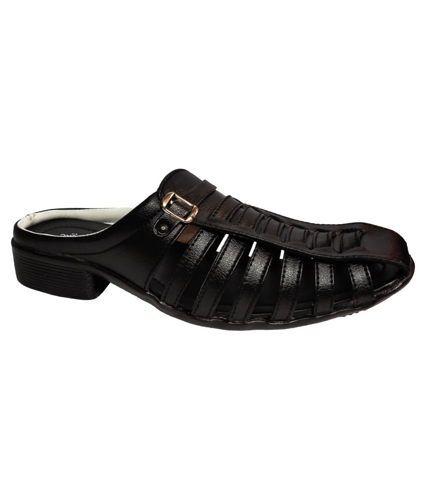 RAGE GAZE Black Leather Sandals Price in India- Buy RAGE GAZE Black Leather Sandals Online at 