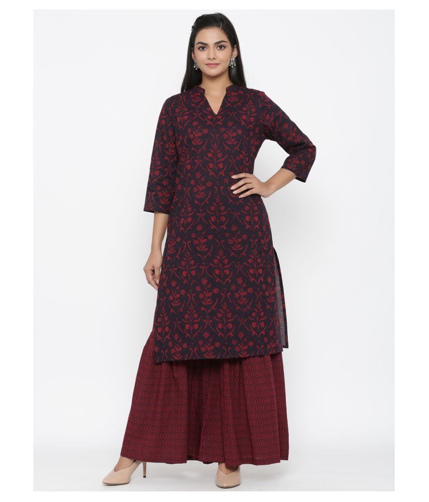     			miravan Cotton Kurti With Sharara And Gharara - Stitched Suit