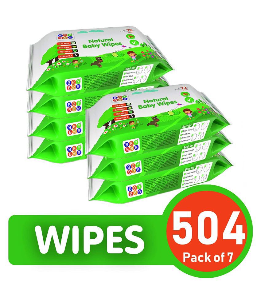 BeyBee Cucumber and Aloe Vera Baby Wet Wipes Combo Offer (72 Wipes) (Pack of 7)