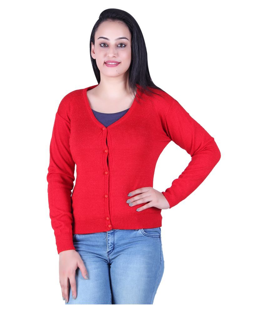     			Ogarti Acrylic Red Cardigans Dress