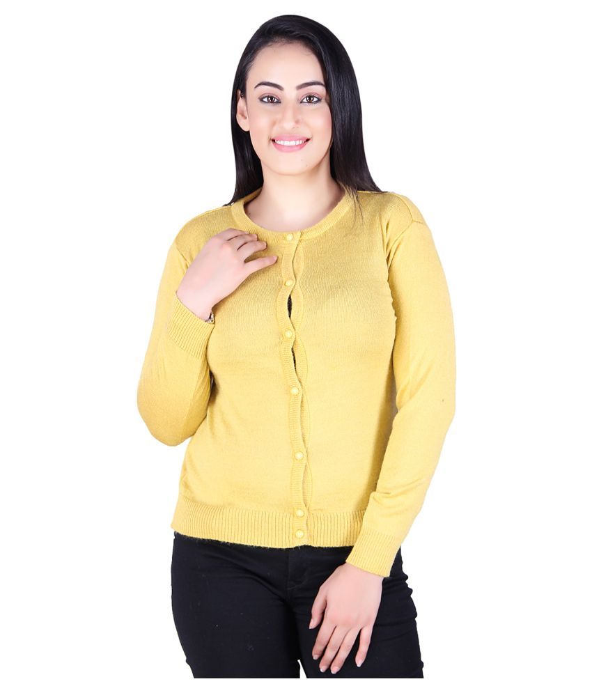     			Ogarti Acrylic Yellow Cardigans Dress