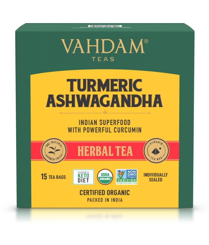 Vahdam Turmeric Ashwagandha Herbal Tea 15 Tea Bags Buy Vahdam
