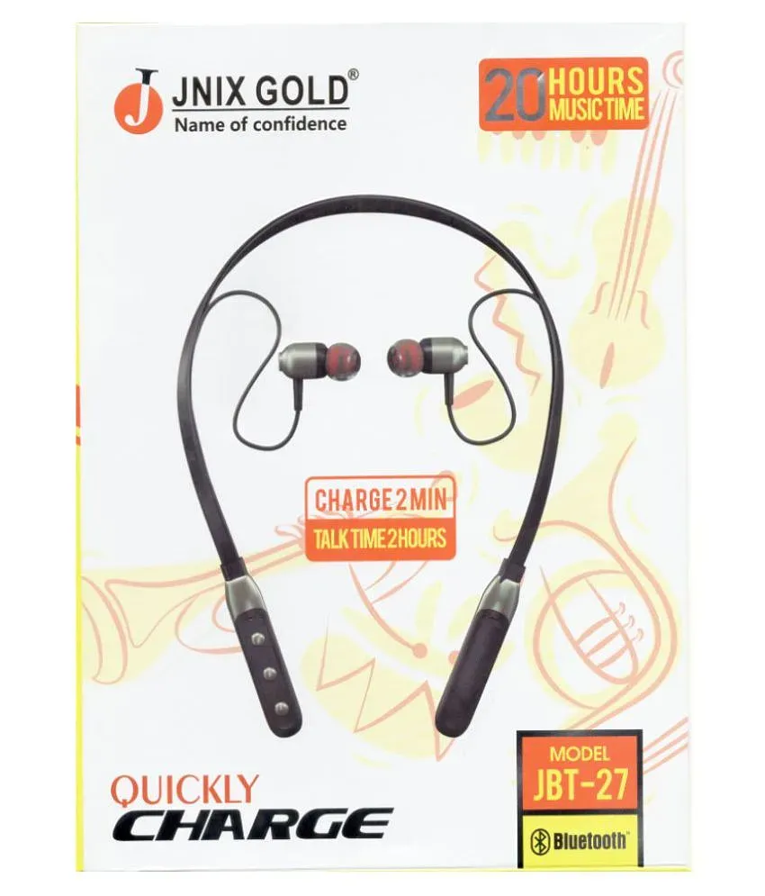 Buy Jnix Jnix Gold JBT 27 Neckband Wireless With Mic Headphones