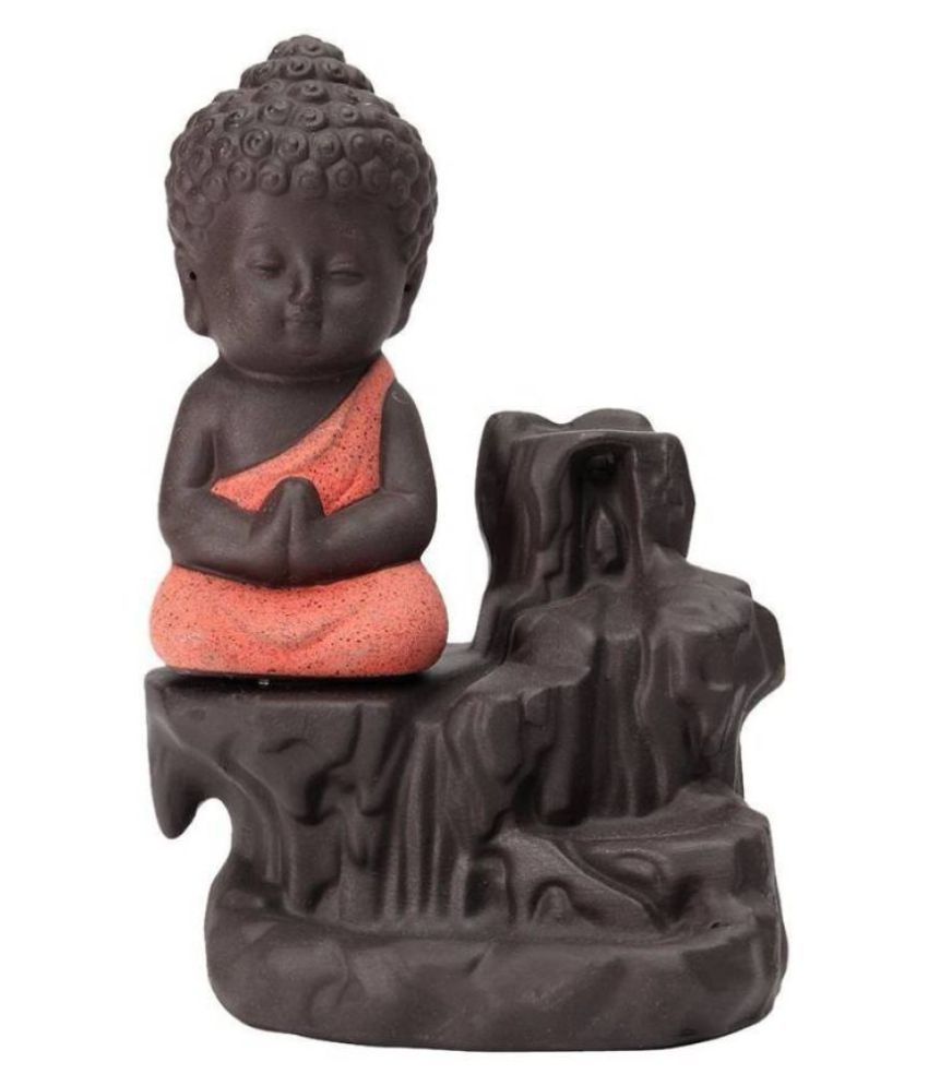     			FSN MONK BUDDHA BACKFLOW Resin Buddha Idol 10 x 6 cms Pack of 1