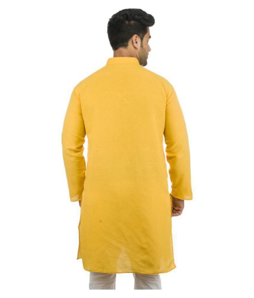 DESHBANDHU KHADI Mustard Khadi Kurta Single Buy DESHBANDHU KHADI