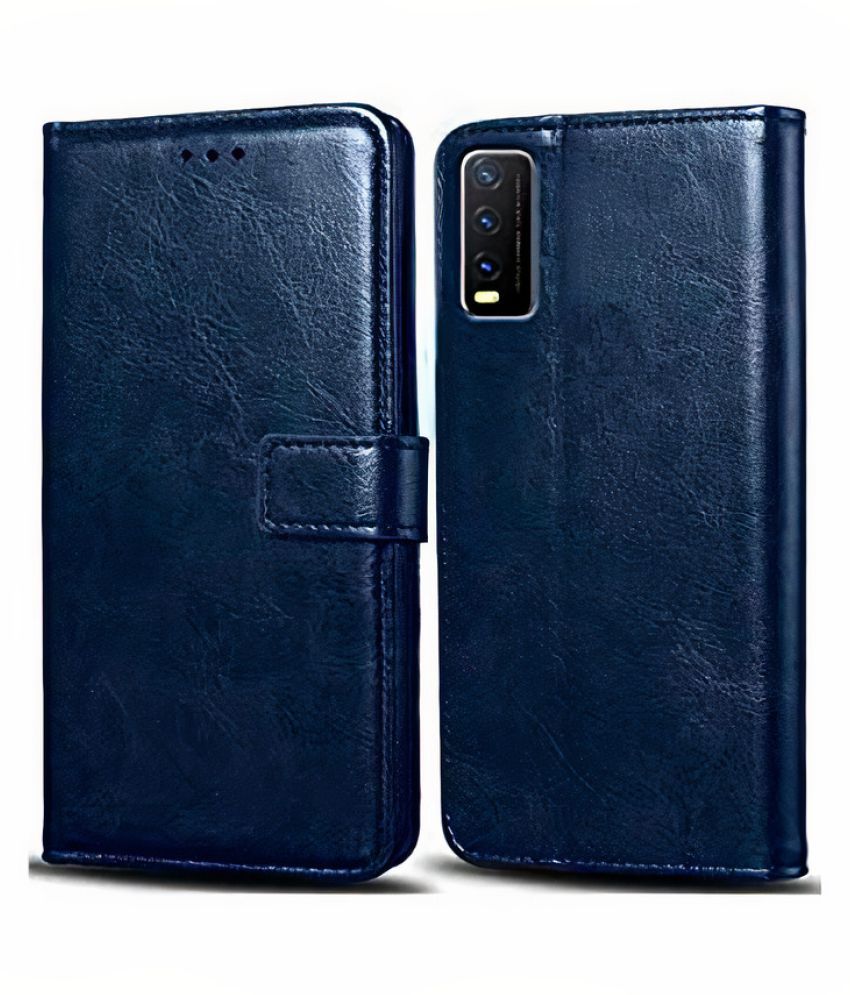 Vivo Y20i Flip Cover by Shining Stars - Blue Viewing Stand and pocket