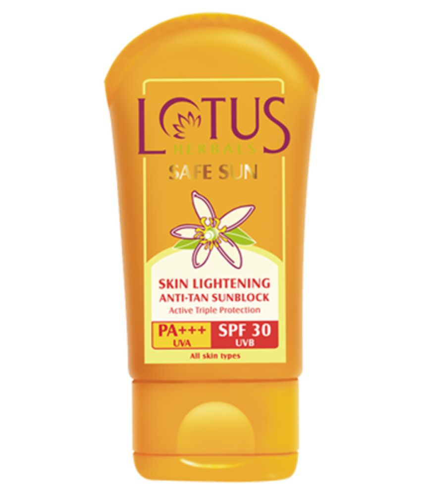 Lotus Herbals Skin Lightening Anti Tan Sunblock Pa Uva Spf 30 Uvb 50 G Pack Of 3 Buy Lotus Herbals Skin Lightening Anti Tan Sunblock Pa Uva Spf 30 Uvb 50 G