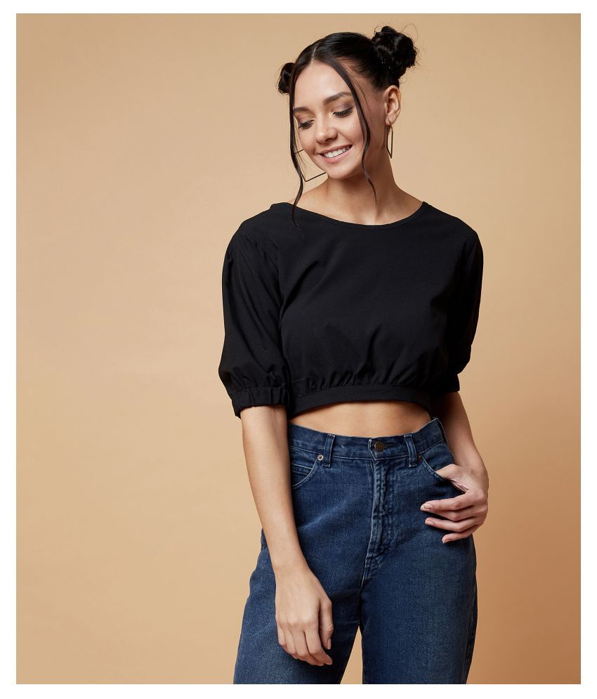     			Chimpaaanzee Polyester Crop Tops - Black