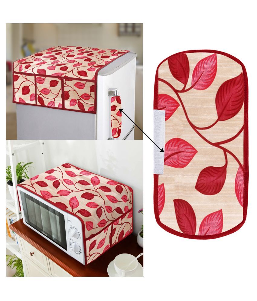     			E-Retailer Set of 3 Polyester Red Fridge Top Cover