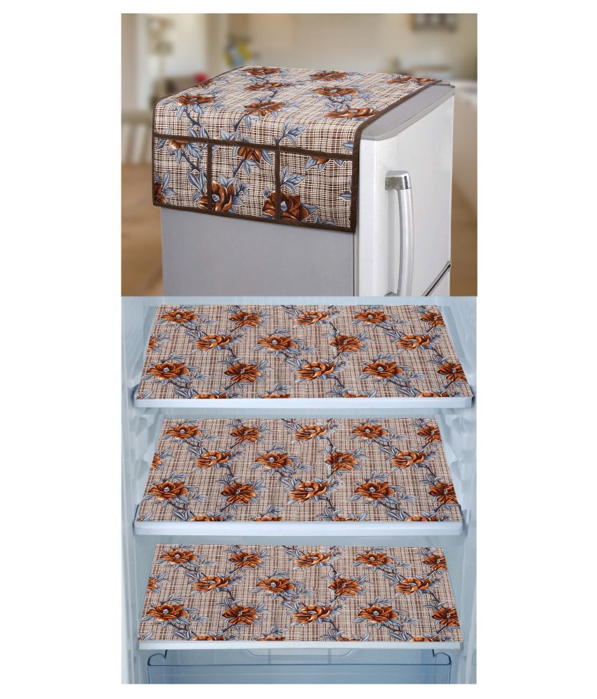     			E-Retailer Set of 4 PVC Brown Fridge Top Cover