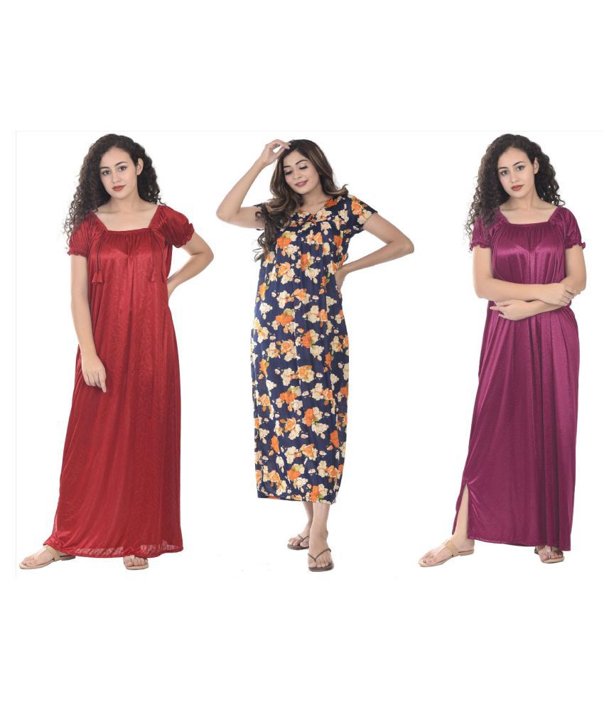 Buy Rajeraj Satin Nighty And Night Gowns Multi Color Online At Best Prices In India Snapdeal 