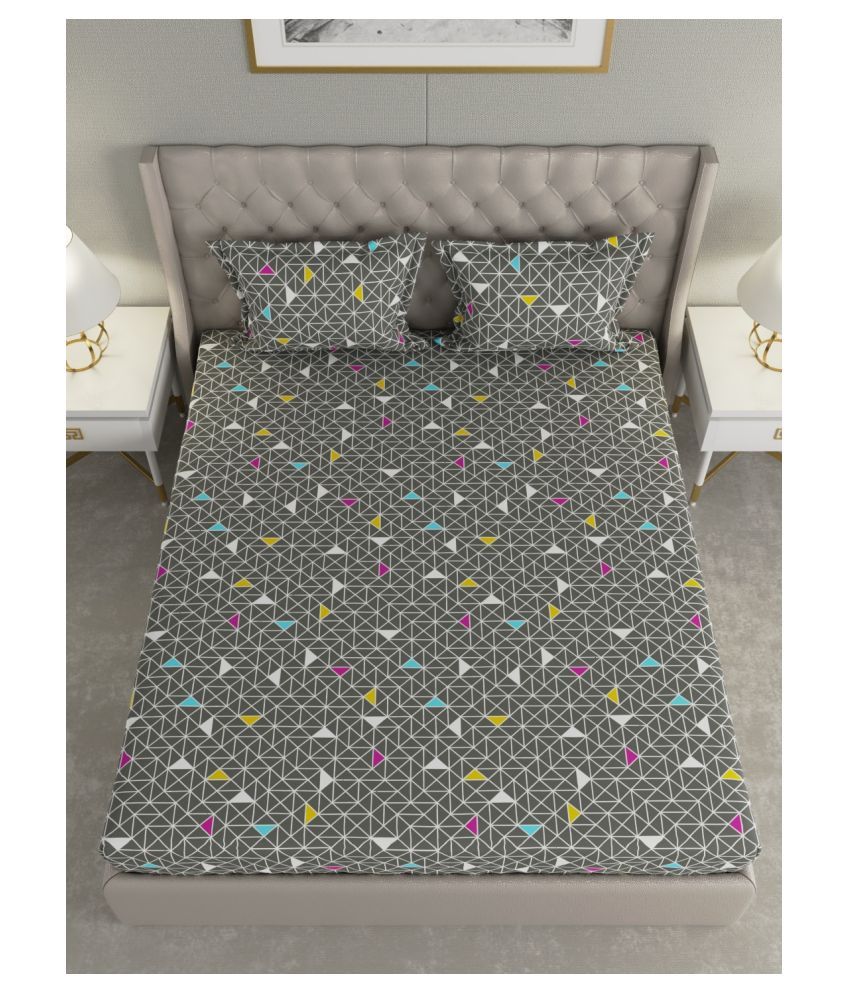 Raymond Home Cotton Double Bedsheet with 2 Pillow Covers ( 220 cm x 240