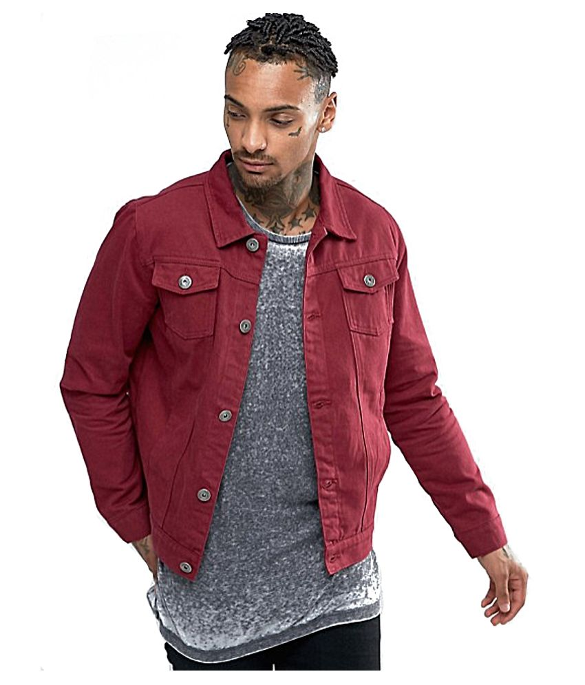 maroon jean jacket