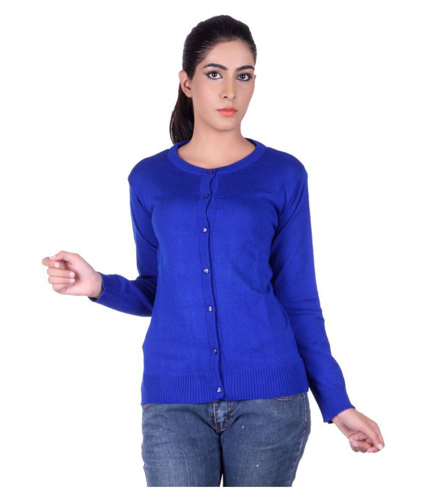     			Ogarti Acrylic Blue Buttoned Cardigans
