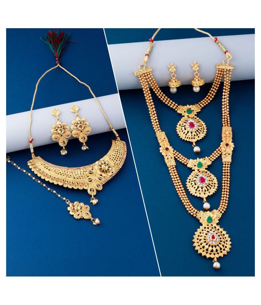 SHREENATHJI JEWELLERS Alloy Golden Contemporary Traditional Gold Plated ...