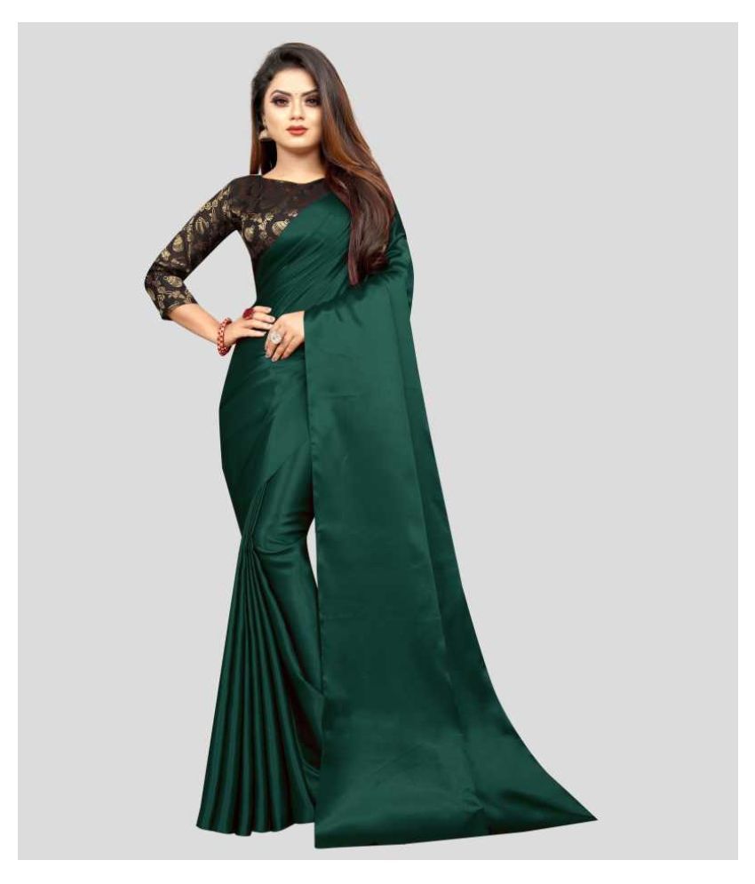 GREEN SATIN SAREE WITH BLACK BLOUSE Green Satin Saree - Buy GREEN SATIN  SAREE WITH BLACK BLOUSE Green Satin Saree Online at Low Price - Snapdeal.com