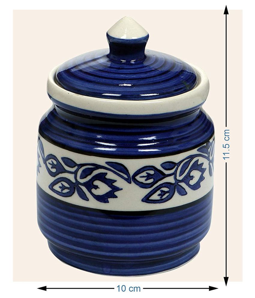 RAJ ROYAL Ceramic Cornichon Storage Jar 750 g, 1 Pieces, Blue Buy