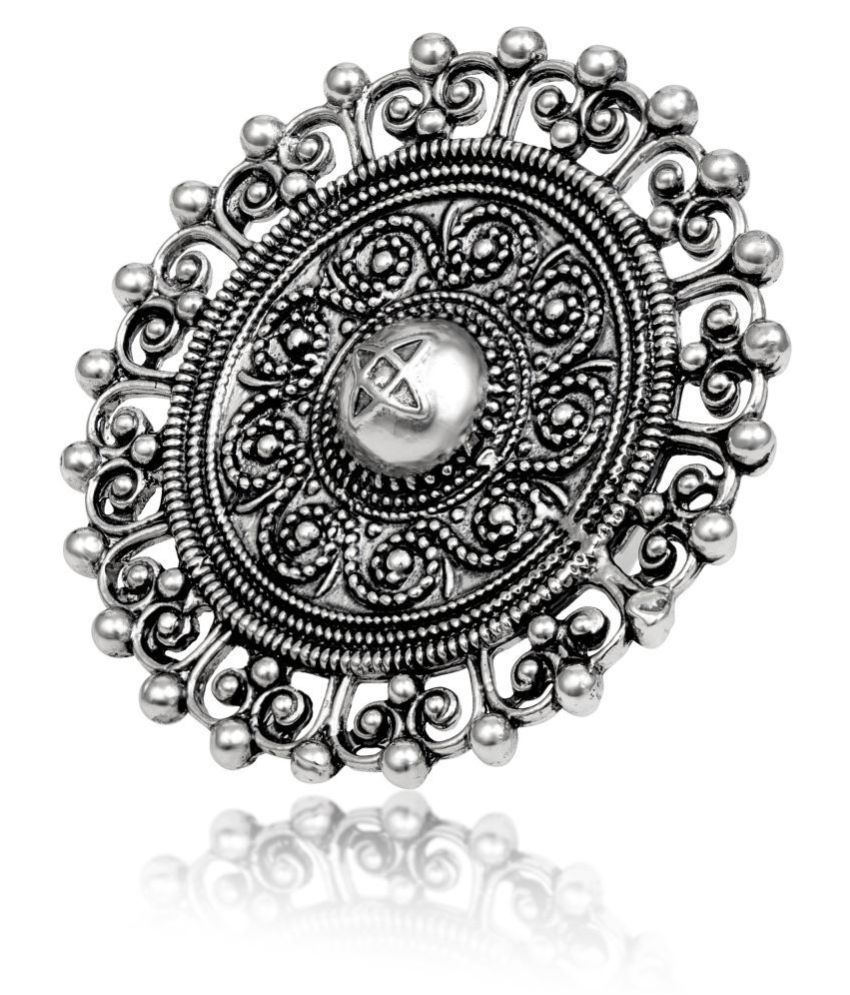     			Asmitta Oxidised Silver Adjustable Finger Ring for women and Girls