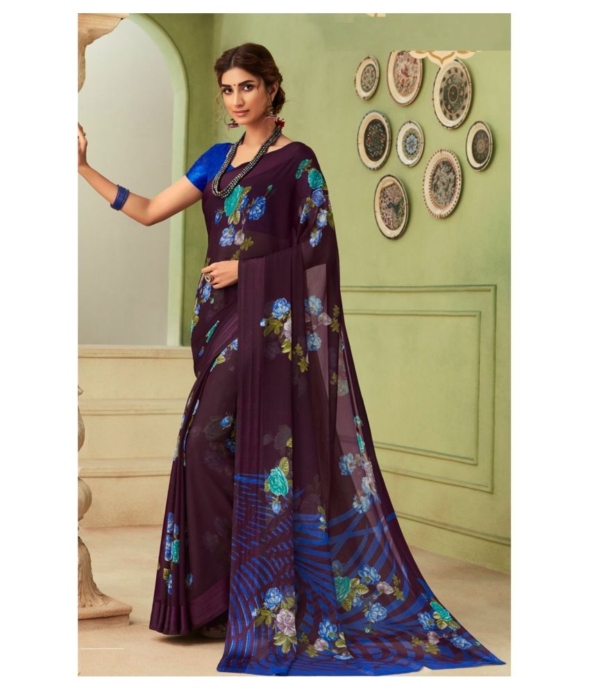 purple chiffon saree