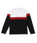 Urbano Juniors Boy's White, Red, Black Round Neck Regular Fit Full Sleeve Cotton T-Shirt