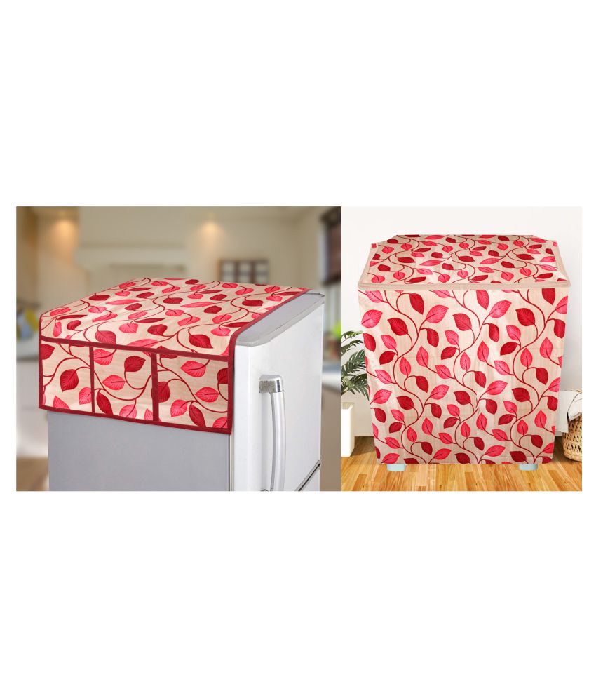     			E-Retailer Set of 2 Polyester Red Washing Machine Cover for Universal Semi-Automatic