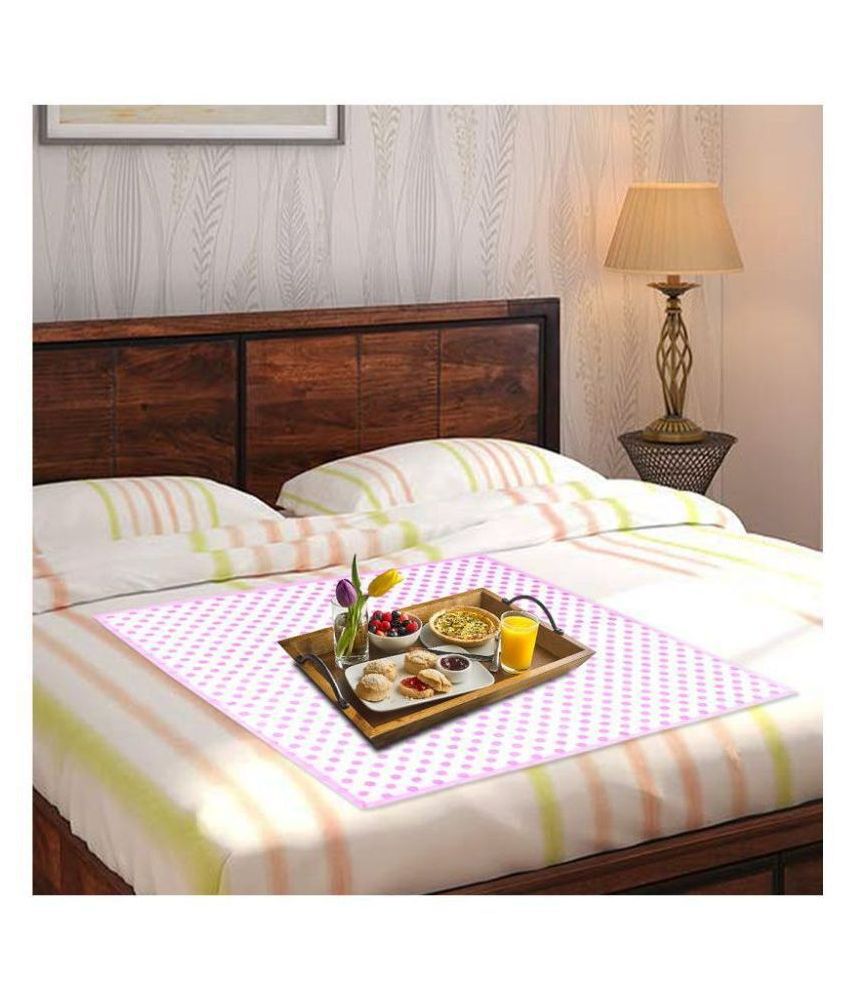 PrettyKrafts Bed Server for Home or Travel Purpose, Food Mats, Bedsheet Protector, Good for 2 Pax, Small Size, Polka Pink