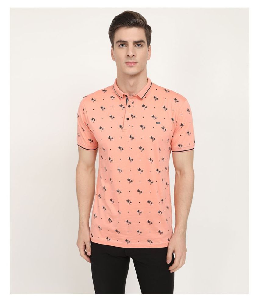 V2 Peach Printed Polo T Shirt - Buy V2 Peach Printed Polo T Shirt ...