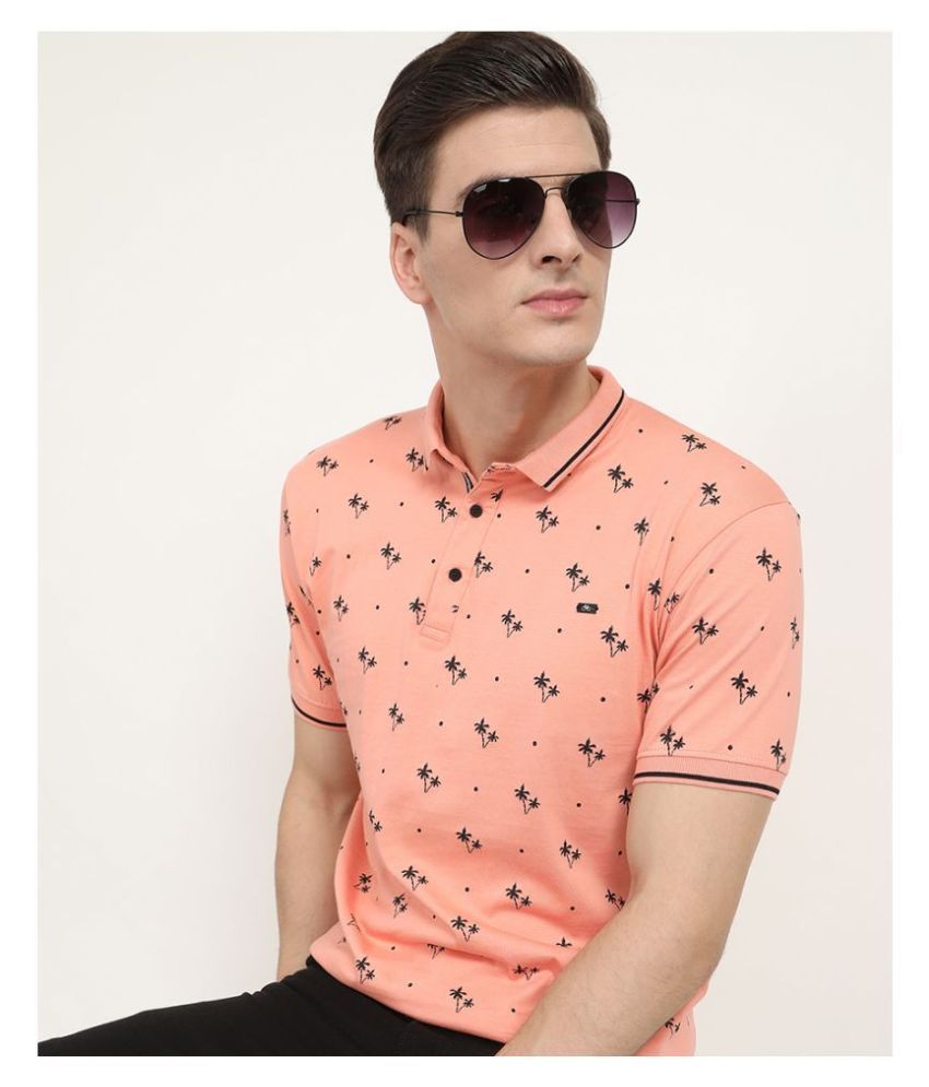 V2 Peach Printed Polo T Shirt - Buy V2 Peach Printed Polo T Shirt ...