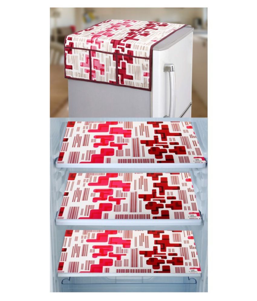     			E-Retailer Set of 4 Polyester Red Fridge Top Cover