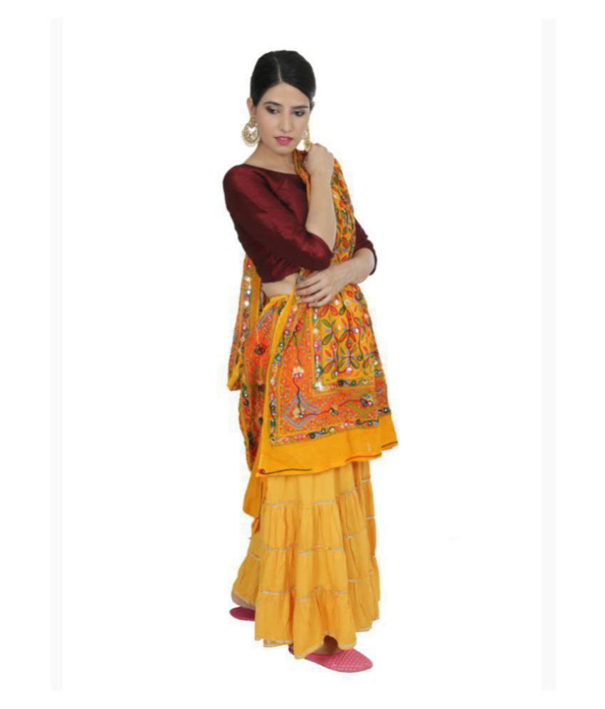 Kastiel Gold Cotton Phulkari Dupatta Price in India - Buy Kastiel Gold ...