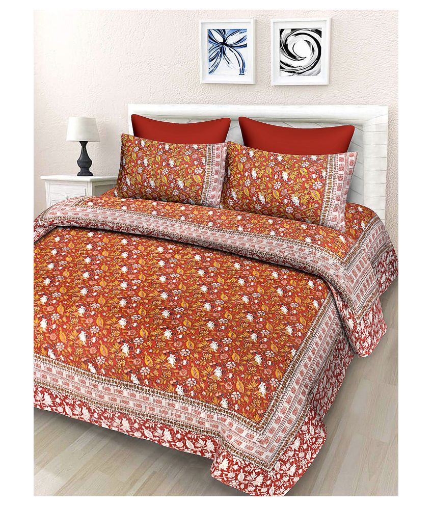 SHEET AND CO. Cotton Double Bedsheet with 2 Pillow Covers ( 275 cm x