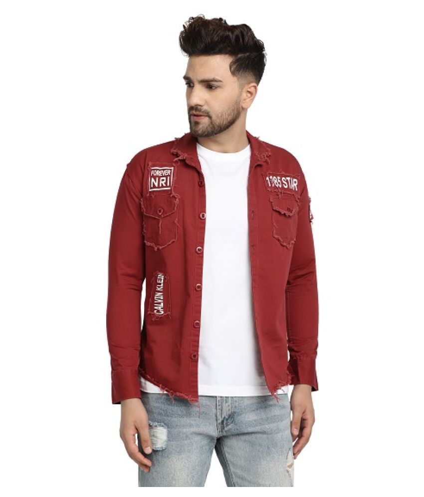 maroon denim jacket